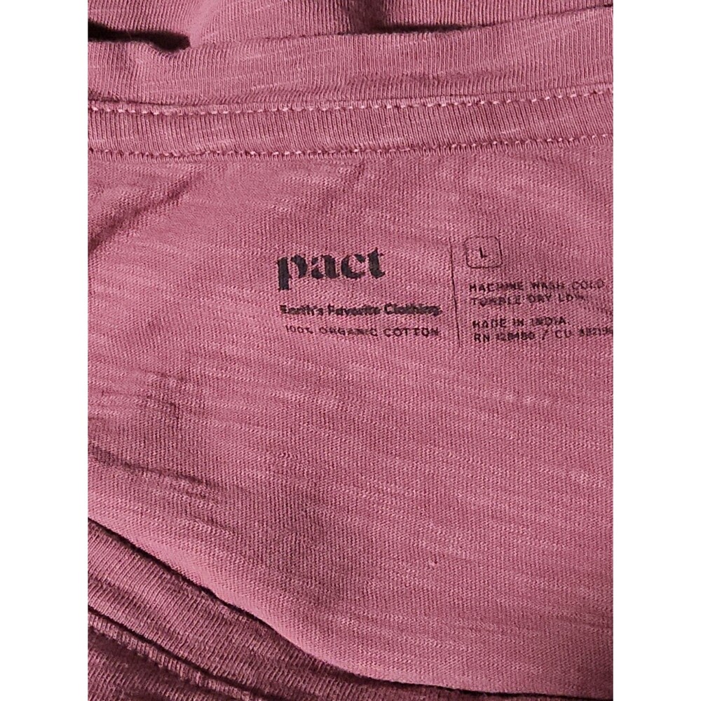 Pact Sz L Oversized 100% Organic Cotton T Shirt 3/4 Sleeve Pale Mauve Boxy - Picture 3 of 5